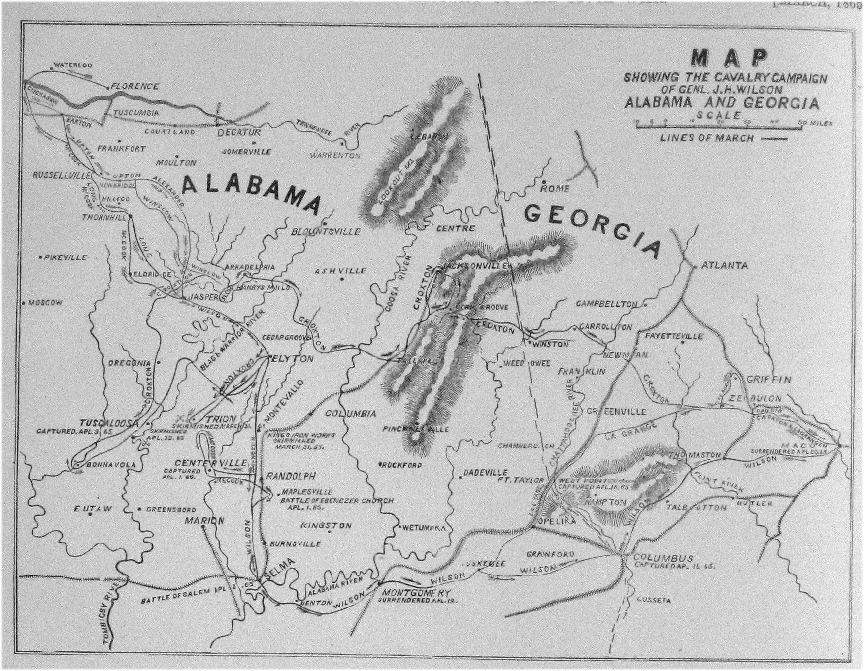 j h wilson cavalry campaign map